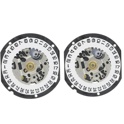 Hattori Epson VX12 quartz watch movement with date display at 3 and 6, Japan-made, precise timing accessory