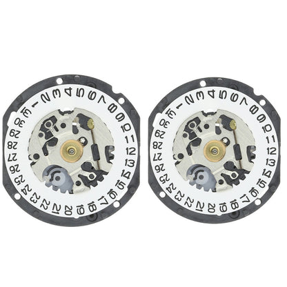 Hattori Epson VX19E quartz watch movement with date display at 3, Japan-made precision mechanism for watch repair.