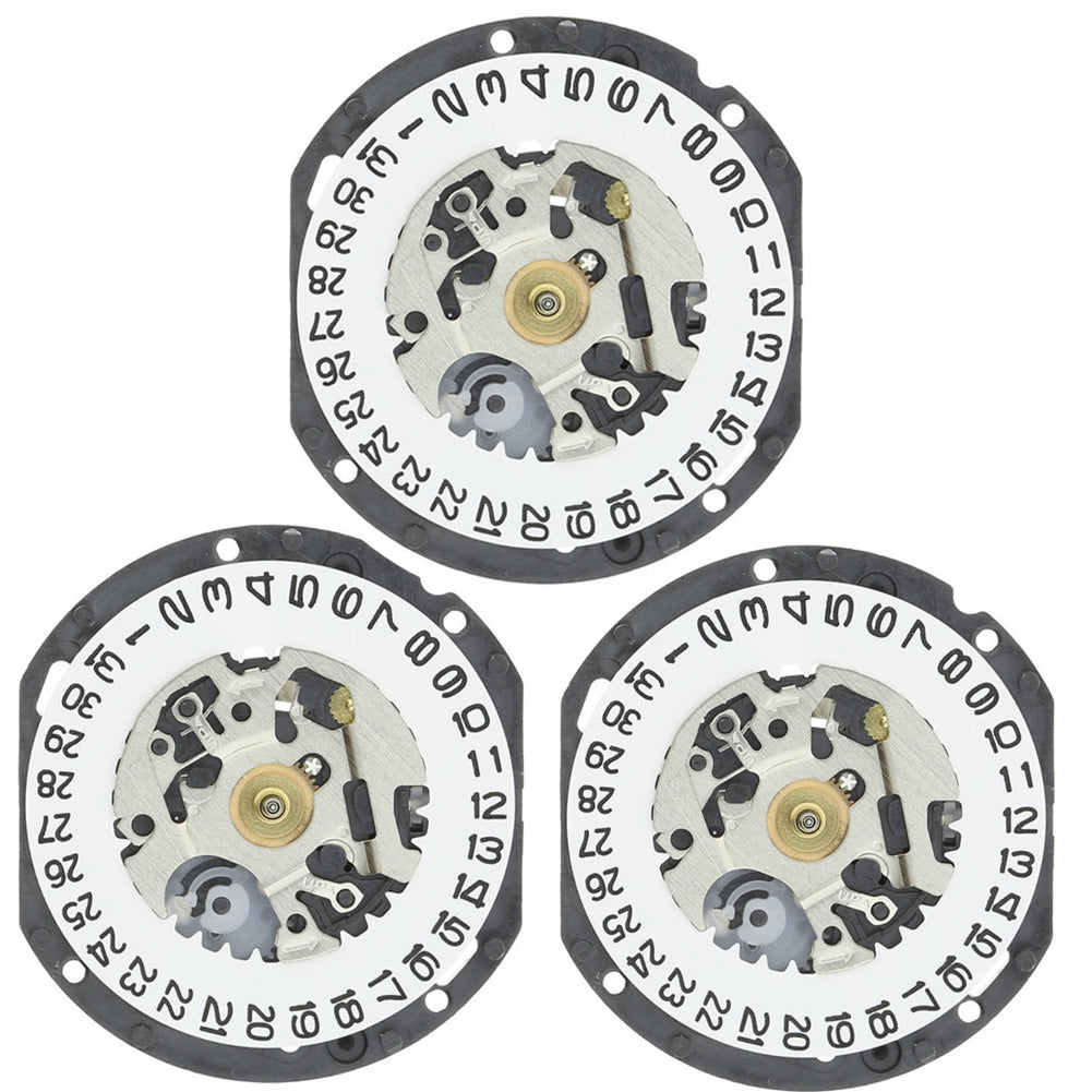 Hattori Epson VX19E quartz watch movement with date display at 3 and 6, Japan precision mechanism for watch accessories