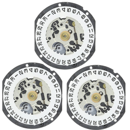 Hattori Epson VX19E quartz watch movement with date display at 3 and 6, Japan precision mechanism for watch accessories