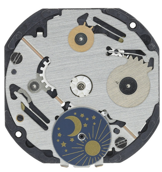 Hattori Epson VX3F quartz watch movement, precision Japanese craftsmanship for reliable timekeeping.