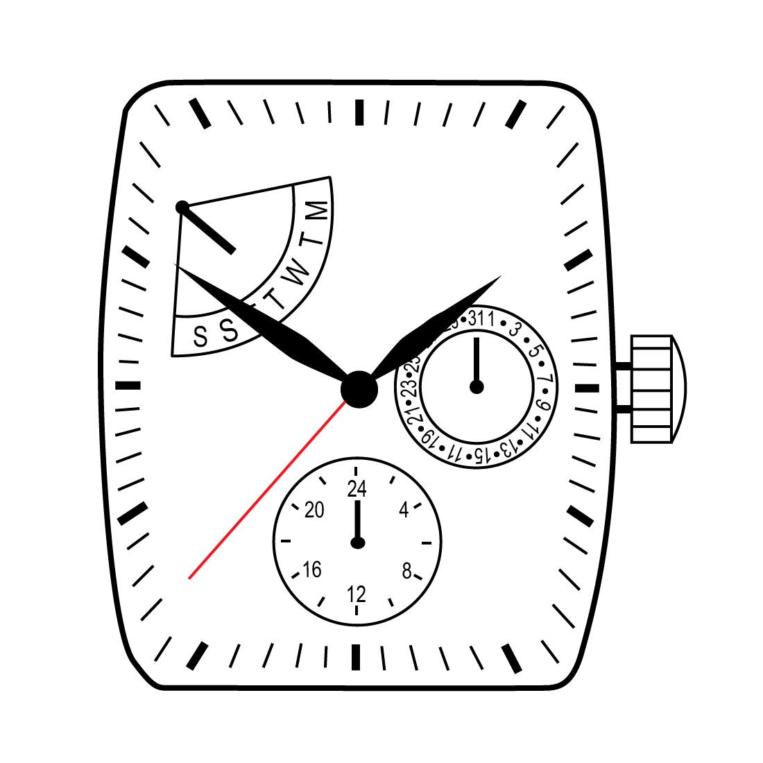Hattori Epson TMI VX3T quartz watch movement, precision Japan-made component for reliable timekeeping accuracy.