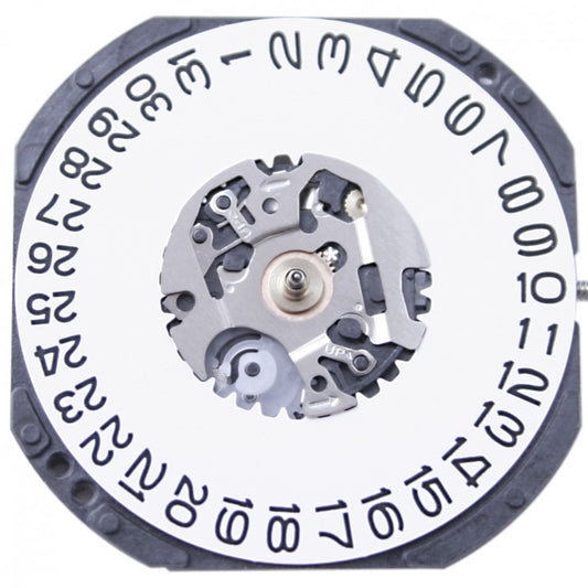 Hattori Epson VX42 quartz watch movement with date display at 3 and 6 o'clock, Japan made