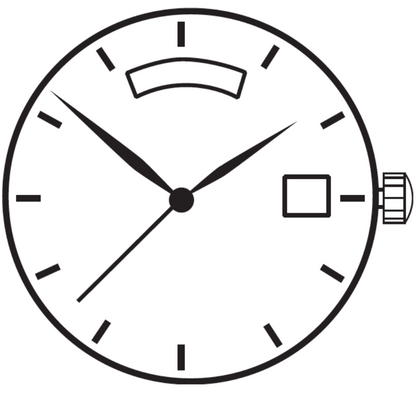 Hattori Epson VX44E quartz watch movement with white and gold dial, precision Japan-made mechanism for accurate timekeeping.