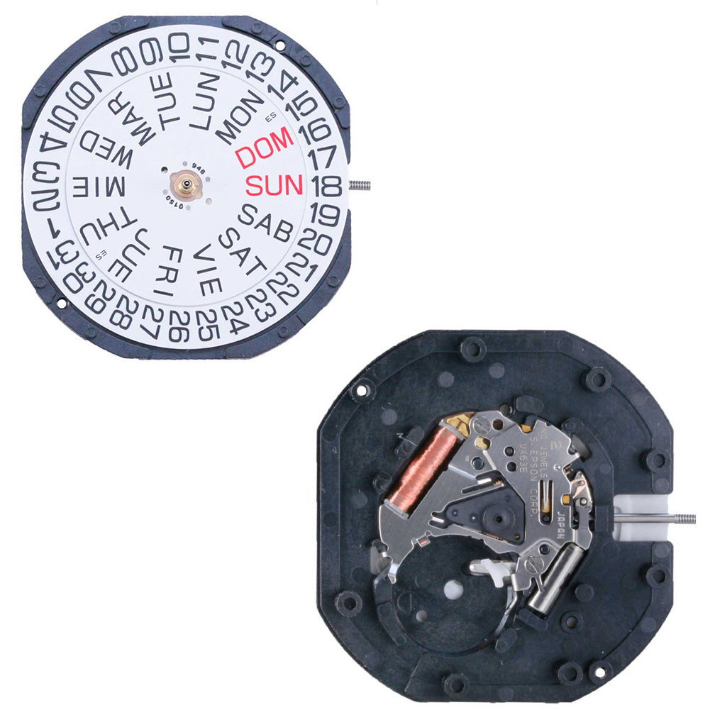 Hattori Epson VX63E quartz watch movement, Japan-made precision component for accurate timekeeping.