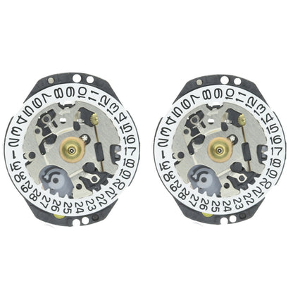 Hattori Epson VX82E quartz watch movement with date windows at 3 and 6 o'clock, Japan made quality.
