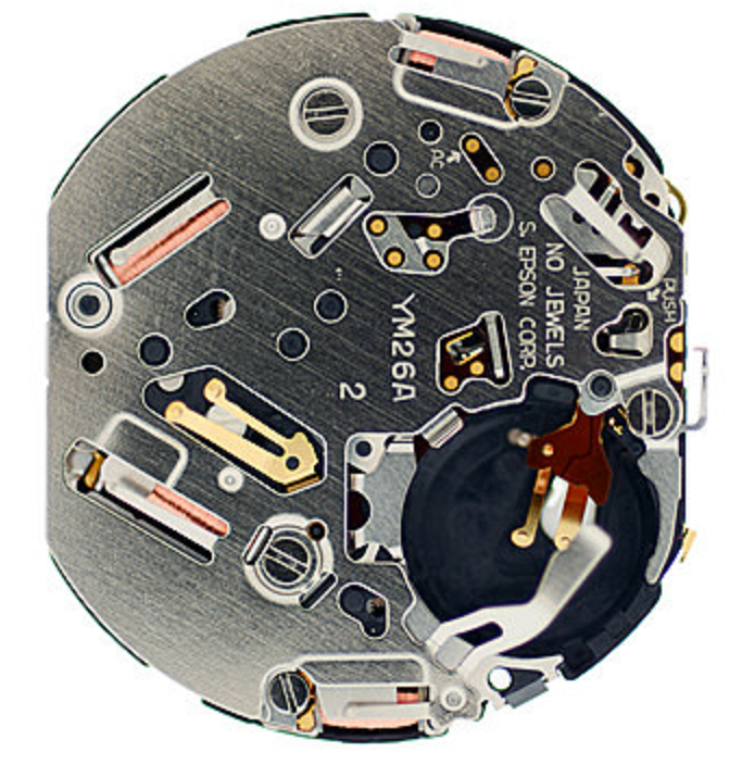 Hattori Epson TMI YM26A quartz watch movement, Japan-made precision for reliable timekeeping.