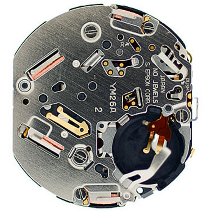 Hattori Epson TMI YM26A quartz watch movement, Japan-made precision for reliable timekeeping.
